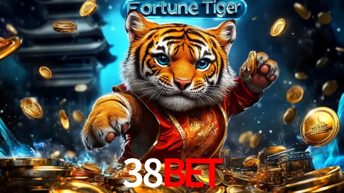 Imagem promocional do jogo de slot Fortune Tiger, com um tigre majestoso em traje tradicional cercado por uma fortuna em moedas de ouro, disponível agora no cassino 38BET.
